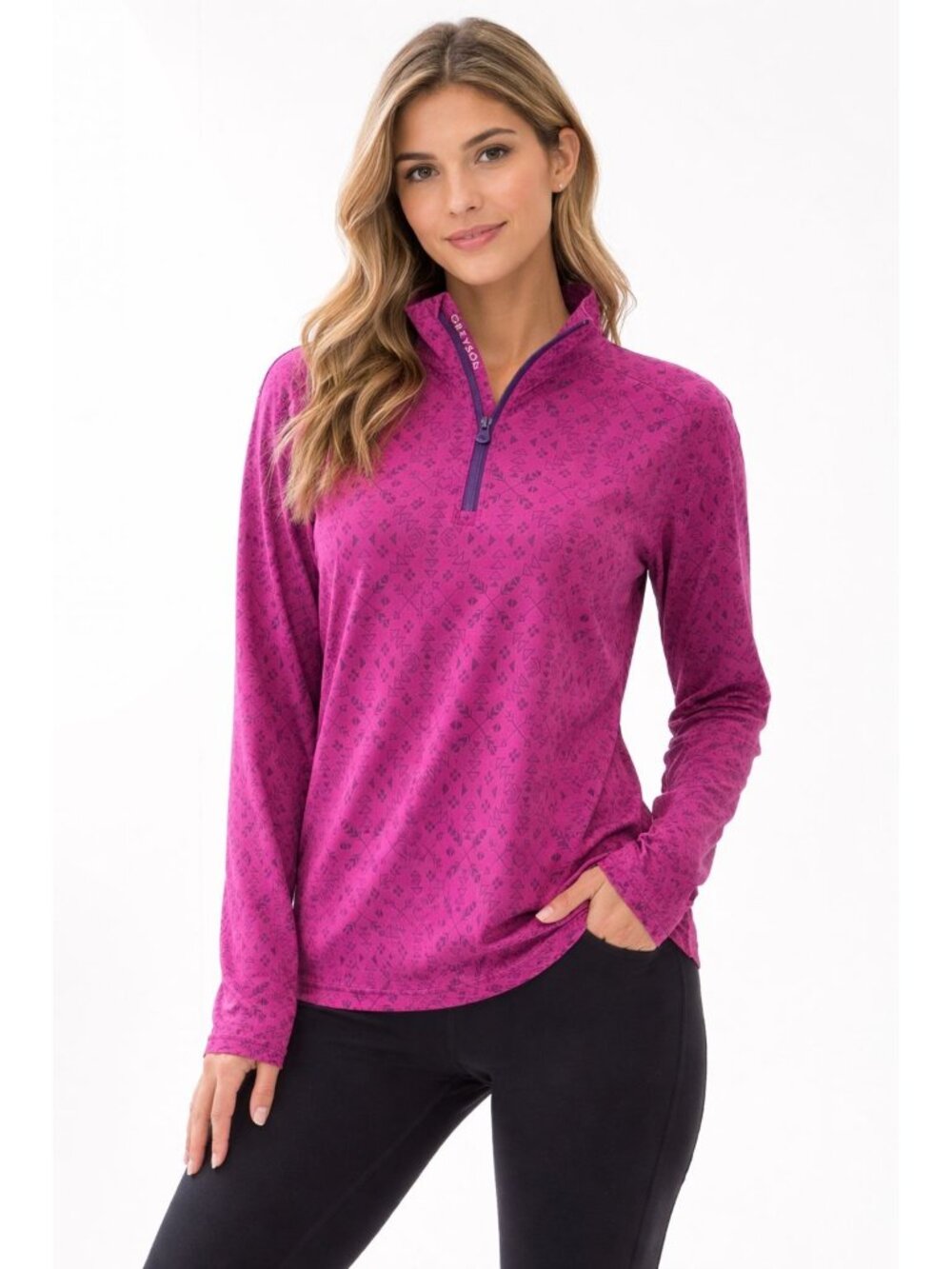 Greyson Clothiers Tate 1/4 Zip Performance Pullover geometric four-way Size L